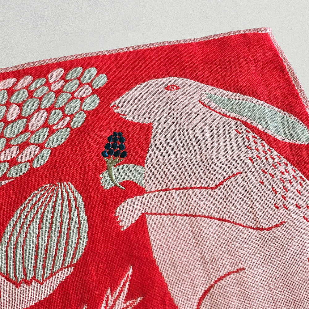 ガーゼハンカチ/平原の花のウサギたち【 限定商品 】