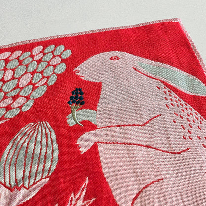 ガーゼハンカチ/平原の花のウサギたち【 限定商品 】