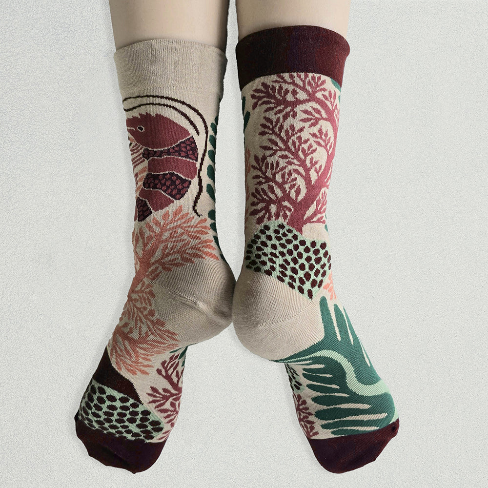 靴下/草原を泳ぐエビ