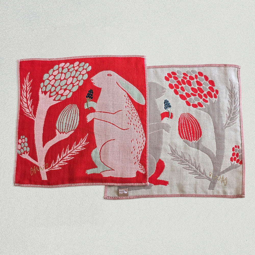 ガーゼハンカチ/平原の花のウサギたち【 限定商品 】