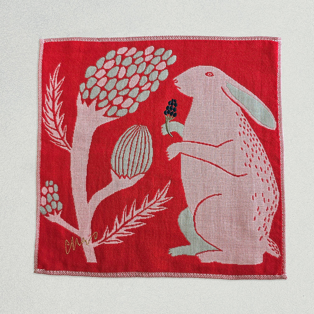 ガーゼハンカチ/平原の花のウサギたち【 限定商品 】